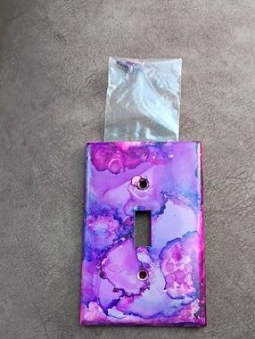 Purple Pink Alcohol Ink Toggle Light Switch Cover